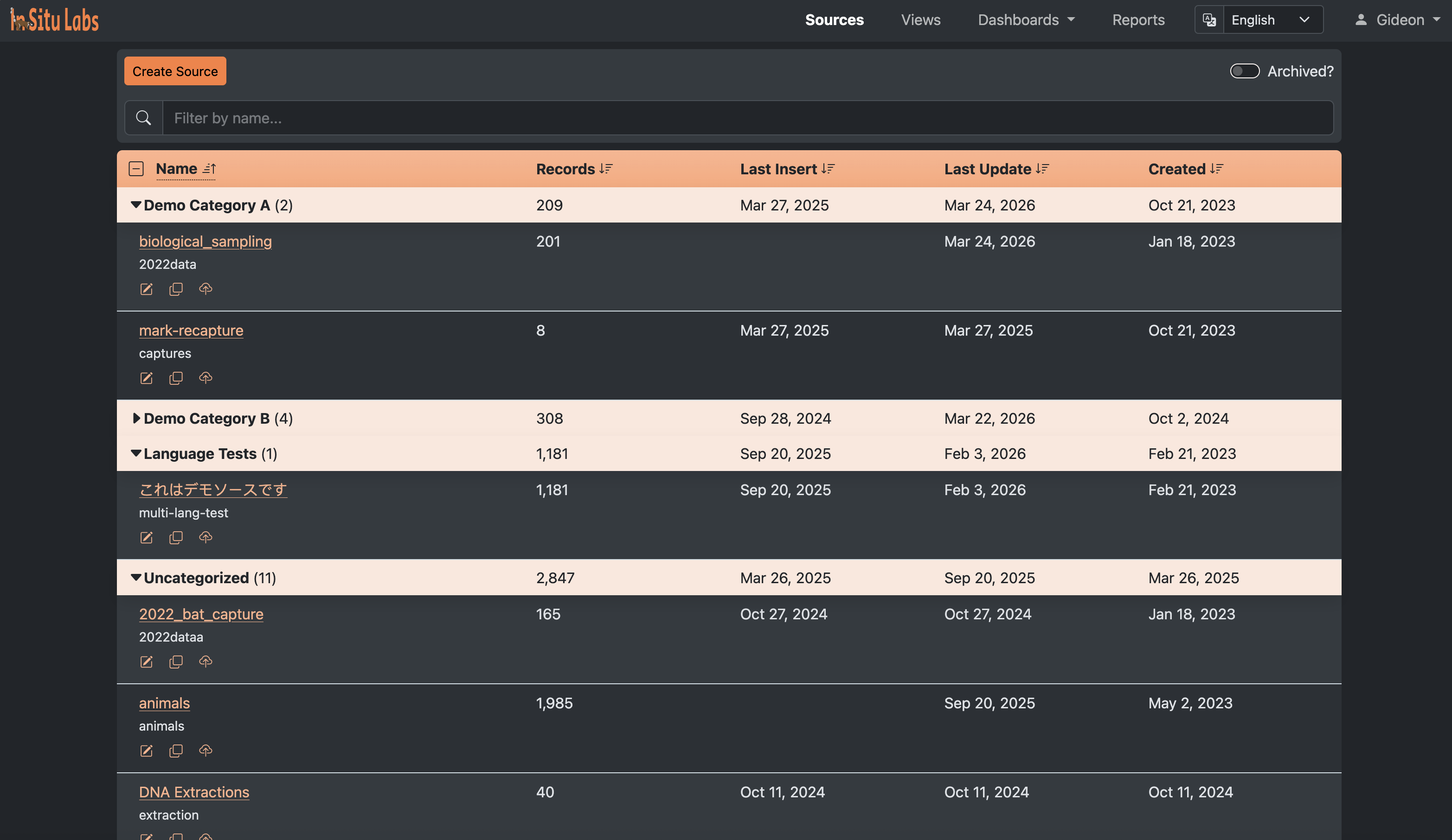 ISLdata sources management